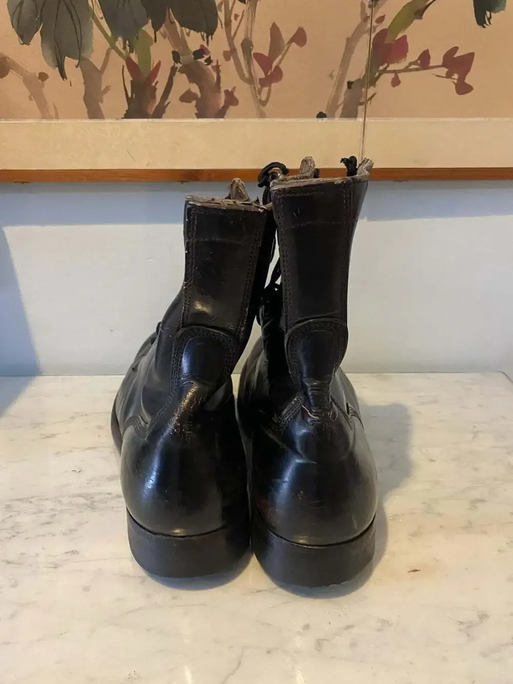 VTG Endicott Johnson Combat Boots Mens Size 13R Black Leather Zip Military